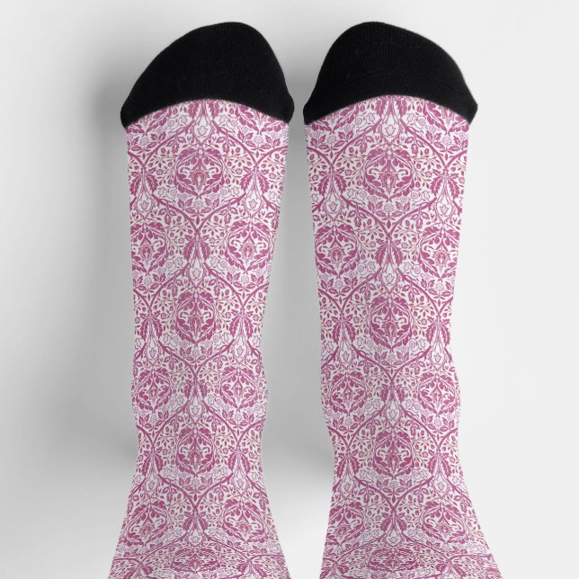 Elegant Pink Floral Pattern Socks (Top)