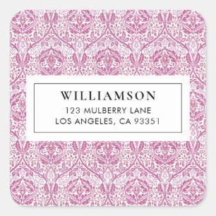 Elegant Pink Floral Pattern Square Sticker
