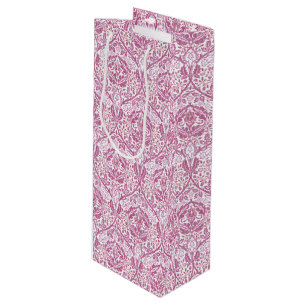 Elegant Pink Floral Pattern Wine Gift Bag