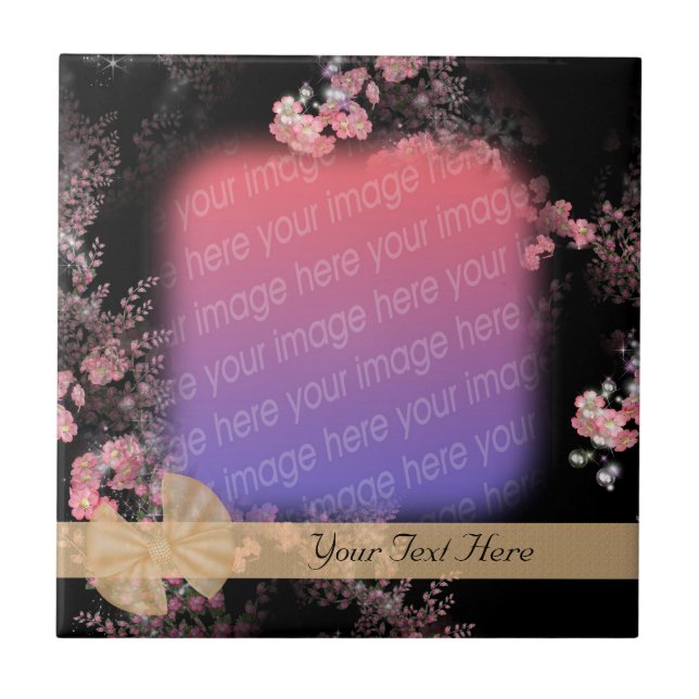 Elegant Pink Floral Pattern Your Photo Tile (Front)