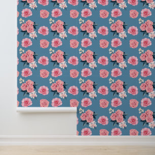 Elegant pink floral peel and stick wallpaper