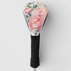 Elegant Pink Floral Personalised Golf Gift Head Cover