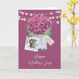 Elegant Pink Floral Photo Happy Mother's Day Card