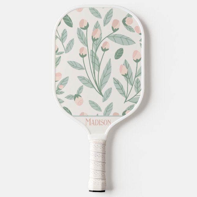 Elegant Pink Floral Pickleball Paddle (Back)