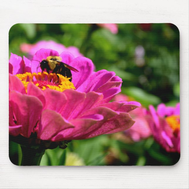 Elegant pink floral pink flower cute bumblebee bee mouse mat (Front)