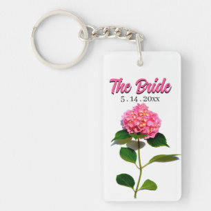 Elegant pink floral pink flower pink hydrangea key ring