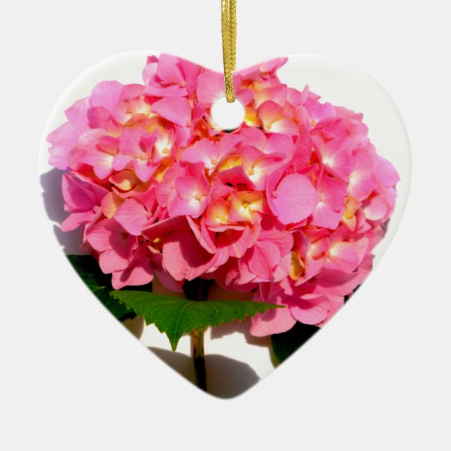 Elegant pink floral pink hydrangea  ceramic tree decoration (Front)