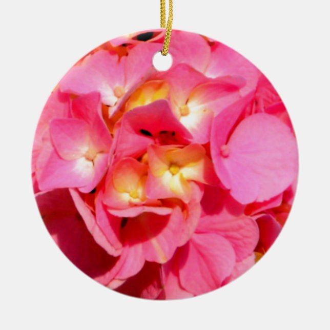 Elegant pink floral pink hydrangea  ceramic tree decoration (Front)