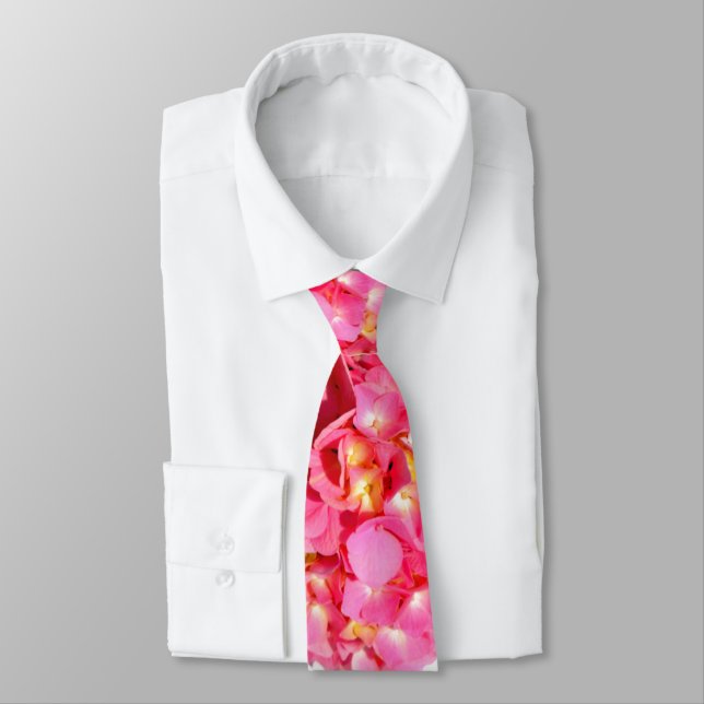 Elegant pink floral pink hydrangea  tie (Tied)