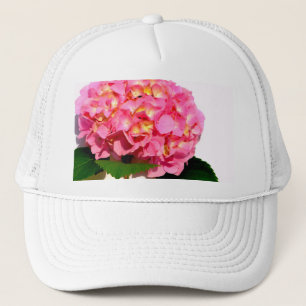 Elegant pink floral pink hydrangea  trucker hat