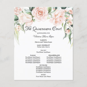 Elegant Pink Floral Quinceanera Program