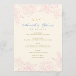 Elegant Pink Floral Rose Border Wedding Menu