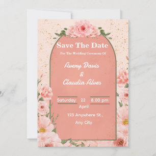Elegant Pink Floral Rose Wedding Invitation