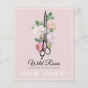 Elegant Pink Floral Roses Hairstylist Flyer
