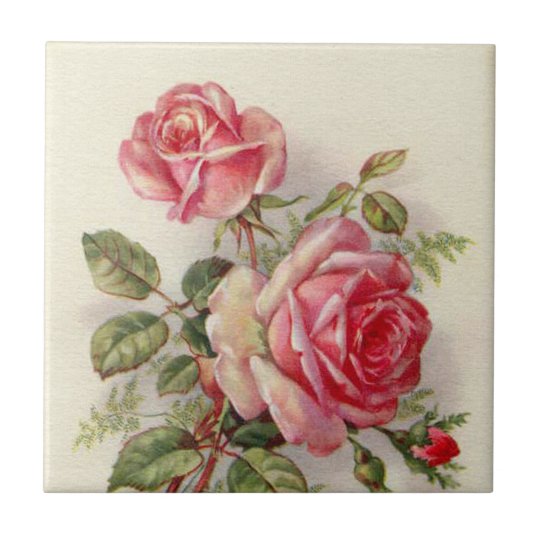 elegant pink floral roses Vintage home decor tile | Zazzle.co.uk elegant pink floral roses Vintage home decor tile | Zazzle.co.uk