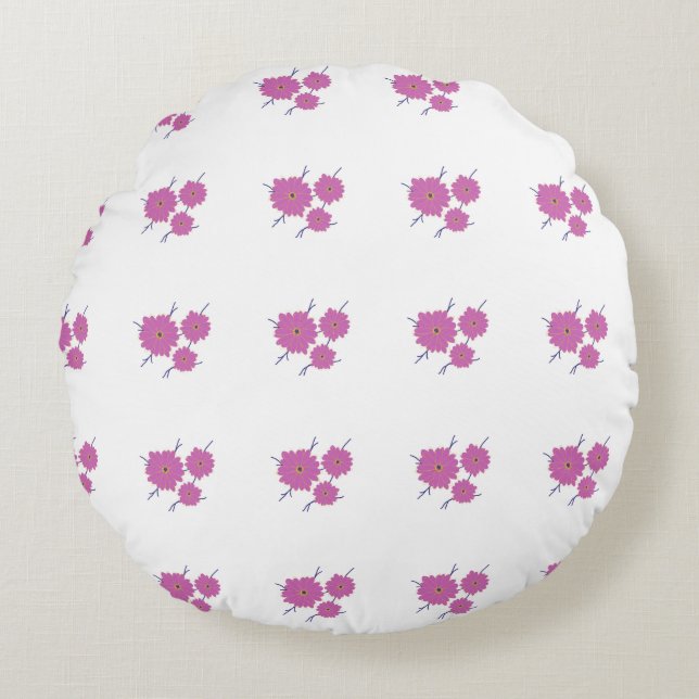 Elegant Pink Floral  Round Cushion (Front)