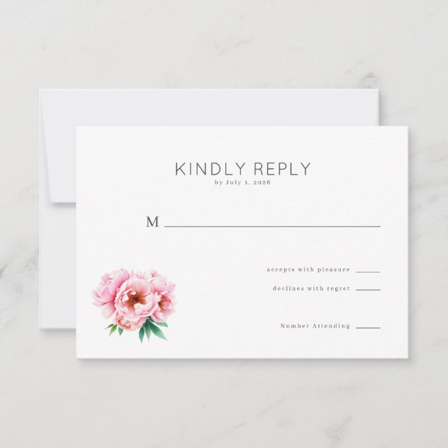 Elegant Pink Floral RSVP Card (Front)