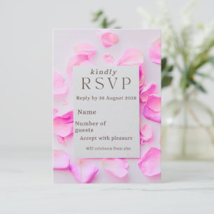 Elegant Pink Floral RsvpCard   Rose Petals A RSVP Card
