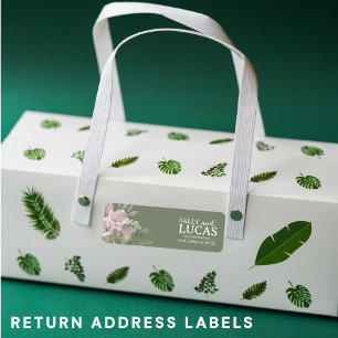 Elegant pink floral sage   mint return address 