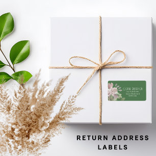 Elegant pink floral sage mint return address label