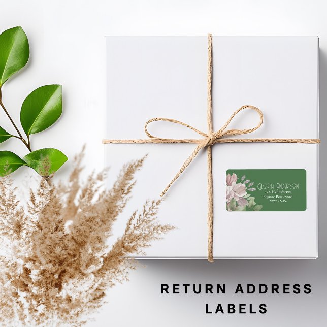 Elegant   pink floral  sage | mint return address label (Creator Uploaded)