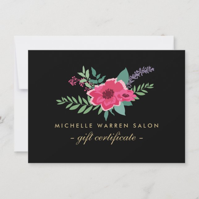 Elegant Pink Floral Salon II Gift Certificate (Front)