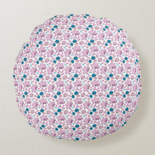 Elegant Pink Floral Seamless Pattern  Round Cushion