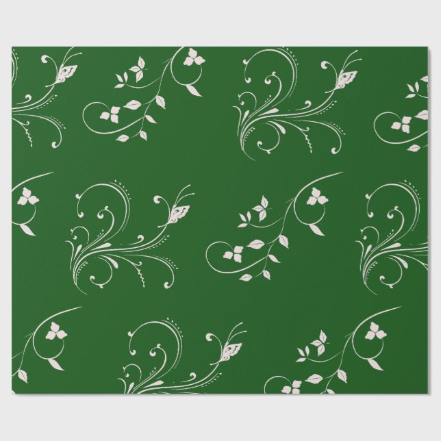 Elegant Pink Floral Swirl Wrapping Paper (Flat)