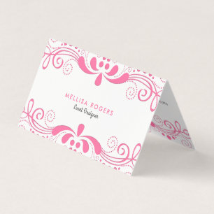 Elegant Pink Floral Swirls Lace Business Card