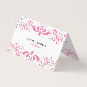 Elegant Pink Floral Swirls Lace Business Card
