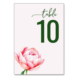 Elegant Pink Floral Table Sign Number