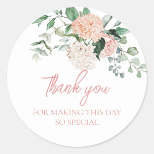 Elegant Pink Floral Thank You Classic Round Sticker