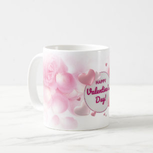 Elegant Pink Floral Valentine's Day Coffee Mug