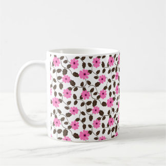 Elegant Pink Floral Vine Pattern Coffee Mug