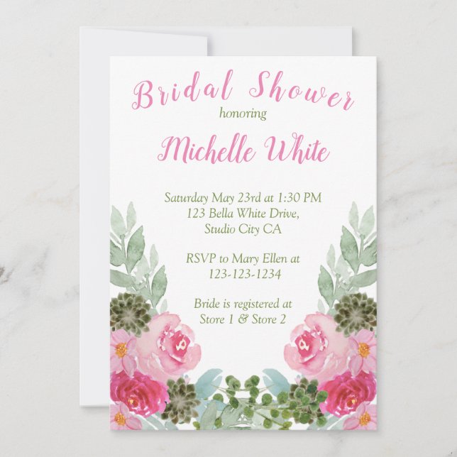 Elegant Pink Floral Watercolor (Front)