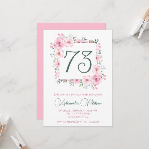 Elegant Pink Floral Watercolor 73rd birthday  Invitation