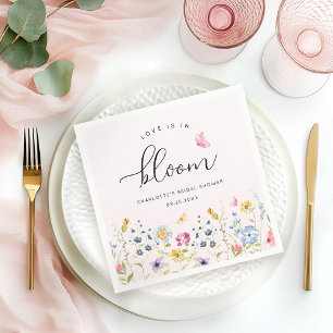 Elegant Pink Floral Watercolor Bridal Shower Napkin