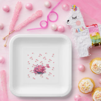 Elegant Pink Floral Watercolor Paper Plates