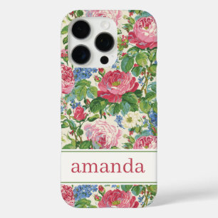 Elegant Pink Floral Watercolor Personalised iPhone 16 Pro Case