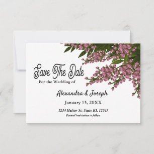 Elegant Pink Floral Watercolor Save The Date Card