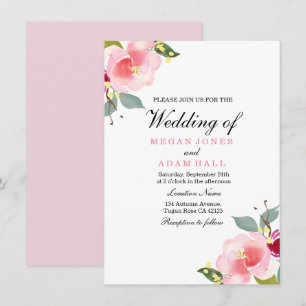 Elegant Pink Floral Wedding Invitation