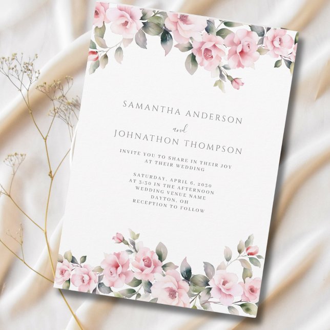 Elegant Pink Floral Wedding  Invitation (Creator Uploaded)