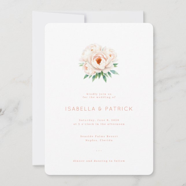 Elegant Pink Floral Wedding Invitation (Front)
