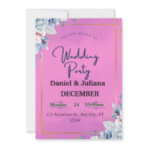 Elegant Pink Floral Wedding Invitation
