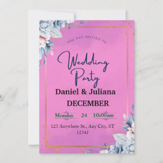 Elegant Pink Floral Wedding Invitation