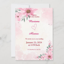 Elegant Pink Floral Wedding Invitation