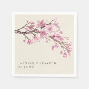 Elegant Pink Floral Wedding Napkin