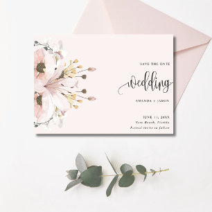 Elegant Pink Floral Wedding Photo Save The Date