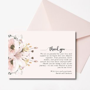 Elegant Pink Floral Wedding Photo Thank You Card