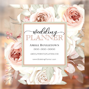 Elegant Pink Floral Wedding Planner Window Cling